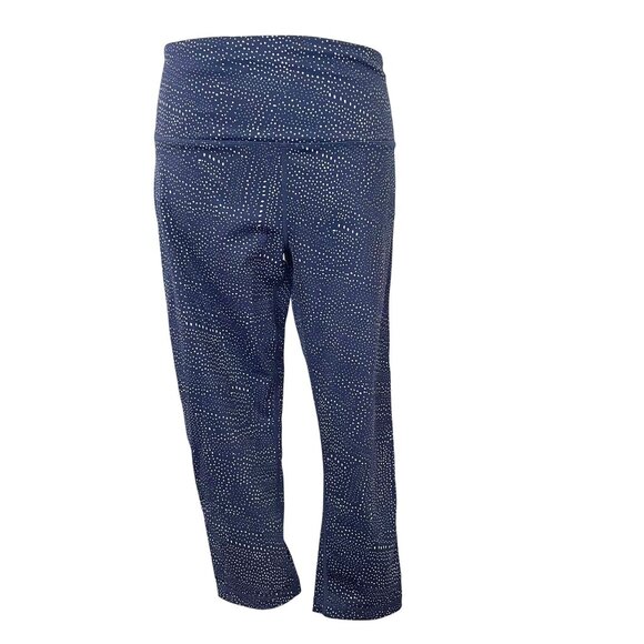 Zella High-Rise Cropped Athletic Leggings Women's Large Blue White Dot Print - Picture 1 of 9